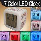 LED Color Changing Hello Kitty Digital Desk Clock Alarm Thermometer 