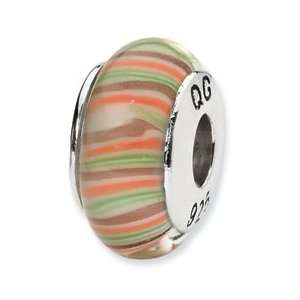   Sterling Silver Reflections Multi color Hand blown Glass Bead Jewelry