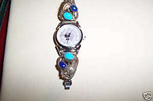 STERLING SILVER SOUTHWEST WATCH TURQUOISE & LAPIS  