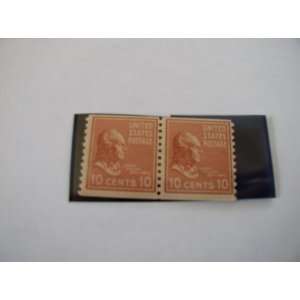  Pair of $.10 Cent US Postage Coil Stamps, John Tyler, 1939 