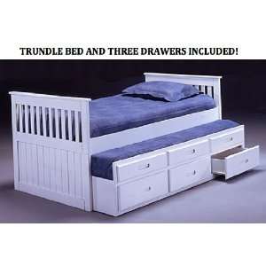  White Twin Wood Trundle Bed: Home & Kitchen