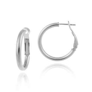   Silver Tarnish Free 4x35 Polished Clutchless Hoop Earrings: Jewelry