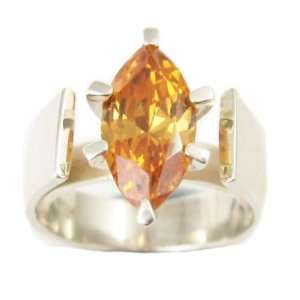 AM595   Unique Orange Marquise Cubic Zirconia 925 silver ring 