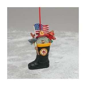 Club Pack of 12 American Fireman Boot Patriotic Christmas Ornaments 3 