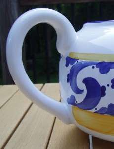 HEREND VILLAGE POTTERY Splash Tea Pot Blue Swirl AS IS  