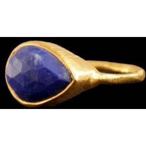  Faceted Lapis Lazuli Gold Plated Ring   Sterling Silver 