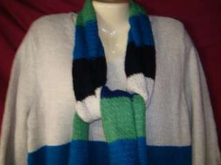 Womens Cream & Blue Sweater Tunic & Scarf NWT Size 1X 2X 732998413912 