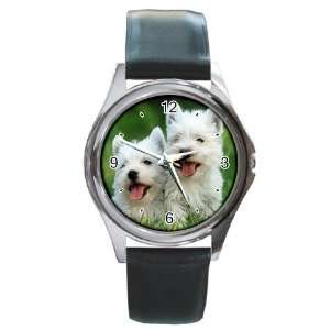  Westie Puppy Dog 3 Round Leather Watch CC0644: Everything 