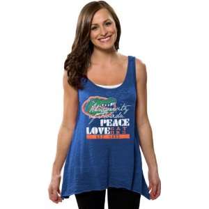  Florida Gators Womens Royal Beach Love Hi Low Burnout Tank Top 