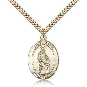 Gold Filled St. Saint Anne Medal Pendant 1 x 3/4 Inches 7374GF Comes 
