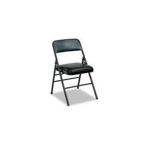   Padded Series Folding Chairs, Black Vinyl and Frame, 4/Carton: Office