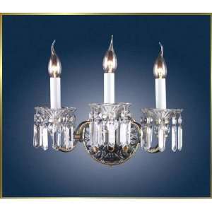  Crystal Wall Sconce, MG 1650, 3 lights, Antique Brass, 15 