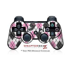    Sony PS3 Controller Skin   Argyle Pink and Gray Video Games