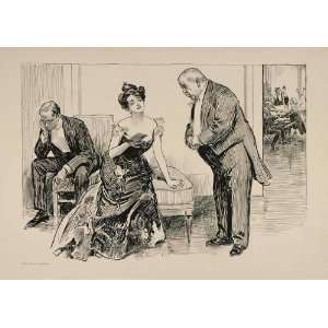 1901 Charles Dana Gibson Girl Dance Card Party Print   Original Print 