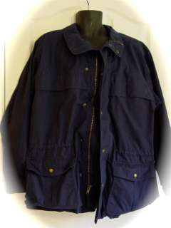 Eddie Bauer Wool Plaid Lined Mountian Parka Jacket Navy Blue Large 
