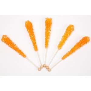 Orange Wrapped Rock Candy Sticks (10 Pieces):  Grocery 