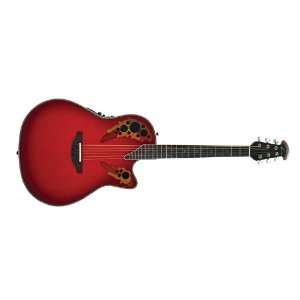   Acoustic Electric Guitar w/ Case Red Tear Drop: Musical Instruments