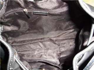 REDUCEDBLACK BEAUTY Leather ANN TAYLOR Drawstring HOBO BAG Purse 