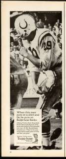 1966 Print Ad SUPP HOSE Socks for Men NFL Johnny Unitas  