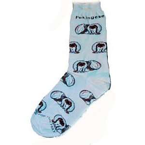 NEW! Pair of Pekingese Socks Ladies White Socks Size 9 11:  