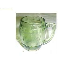  Vintage Green Glass Barrel Mini Mug 
