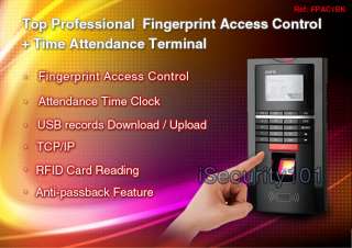 NEW Black Fingerprint RFID ID Door Access Control + Time Attendance 