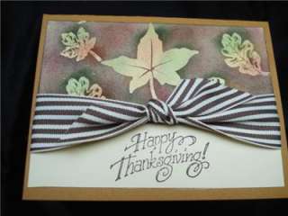 Handmade Thanksgiving Card Stampin Up Leaves and Ribbon  