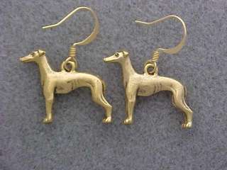 Greyhound Whippet Race Dog Pewter Charm Earrings GP  