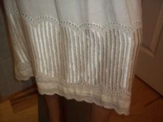 Womens Skirt Off White Linen Embroidered Linen Midcalf  