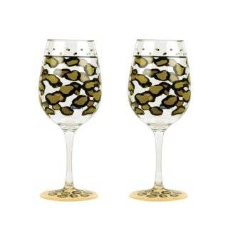   Lolita Love My Party Leopard 16 Ounce Acrylic Wine Glasses, Set of 2