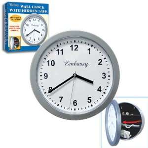 Silver Wall Clock with Hidden Safe   10 inches by 10 inches    4 Pack