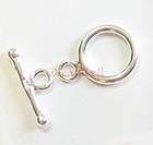 5x Bright Sterling Silver Round Plain Toggle Clasp Bead 9mm .925 