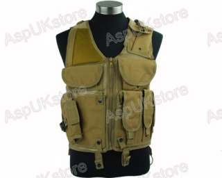 Airsoft Tactical Combat Hunting Vest w/Holster tan G  