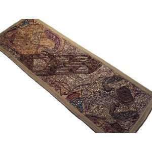   Vintage Khaki Crafts Wall Tapestry India Textile Throw