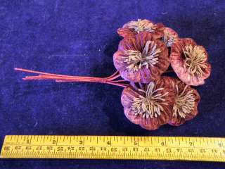 Millinery Flower Velvet 6pc Lot Shaded Plum Purple Y85  