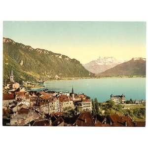 Photochrom Reprint of Montreux, general view, Geneva Lake, Switzerland