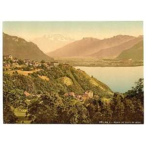   of Glion and Dent du Midi, Geneva Lake, Switzerland