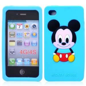 Lovely Cartoon Mouse Silicone Case for iPhone 4S/iPhone 4(Baby blue)