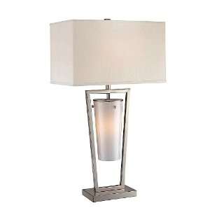 Effie Collection 2 Light 30 Polished Steel and Glass Table Lamp with 