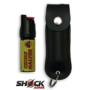  Pepper Spray Key Chain with Black Leather Soft Case: Sports & Outdoors