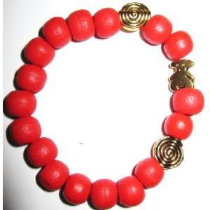 Handcrafted Teddy Bear Bracelet   Red Color  Unique Style  By Jewelry 