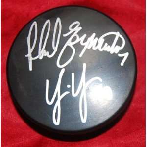  Phil Esposito and Tim Thomas Hand Signed Autographed Ice 