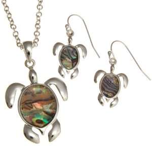    Abalone Turtle Necklace and Earrings Set Fashion Jewelry: Jewelry