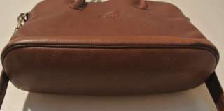 VTG Longchamp Paris Brown Leather Bowler Bag Satchel Purse  