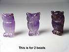 WISDOM Two Carved AMETHYST OWL Beads 009297AM items in silverrosebeads 