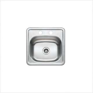 Water Creation 15 x 15 Top Mount Single Bowl Stainless Steel Bar 