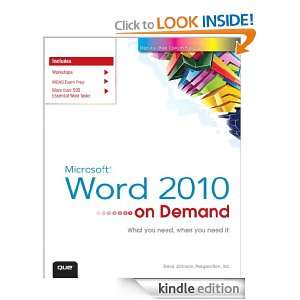 Microsoft Word 2010 On Demand Steve Johnson, Perspection Inc.  