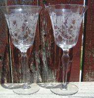 Vintage Pair Morgantown Mfg Virginia Stem Water Goblets  