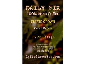 Pure 100% Kona Coffee   2 LB Extra Fancy Green Beans from Award 