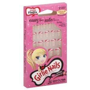  Fingrs Self Stick Nails Pink with Gliter Swirl (Pack of 2 